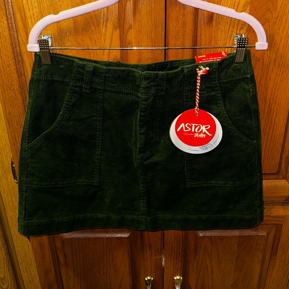 Green corduroy skirt